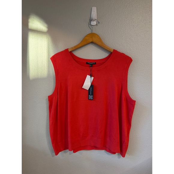 Cable & Gauge Sweaters - Cable & Gauge Sweater Vest Women 3X Red Knit Sleeveless Crew Neck NWT